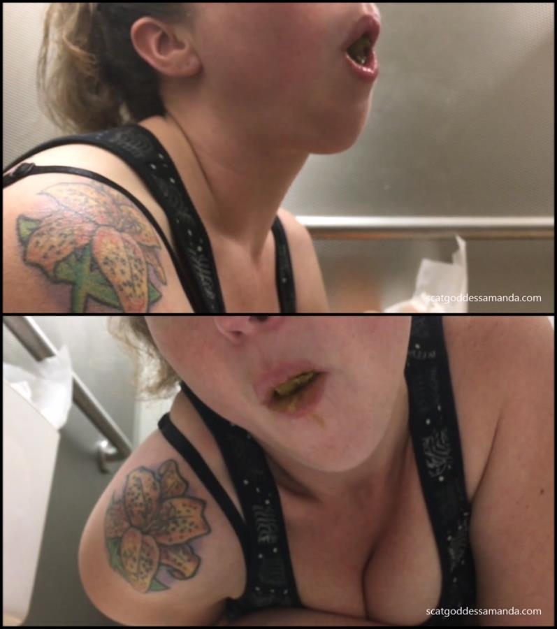 Woman amateur shitting in public toilet and suck turd - Special #234 (FullHD 1920x1080)