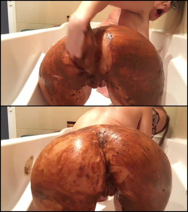 Girl covered feces in bath masturbates dirty anal hole and pussy - Special #403 (FullHD 1920x1080)